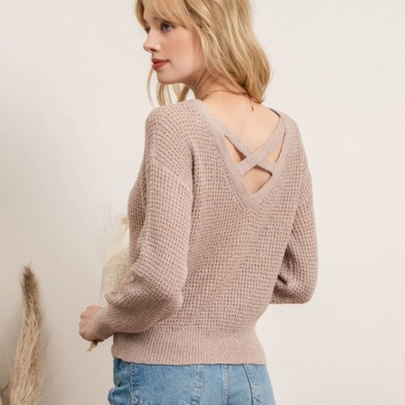 Large Long Sleeve oversized Mocha Knitted Top - Picture 3 of 4